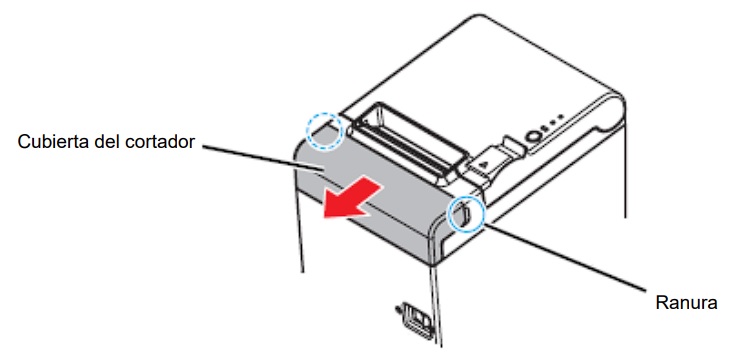 Retirando la cubierta del cortador automático de papel